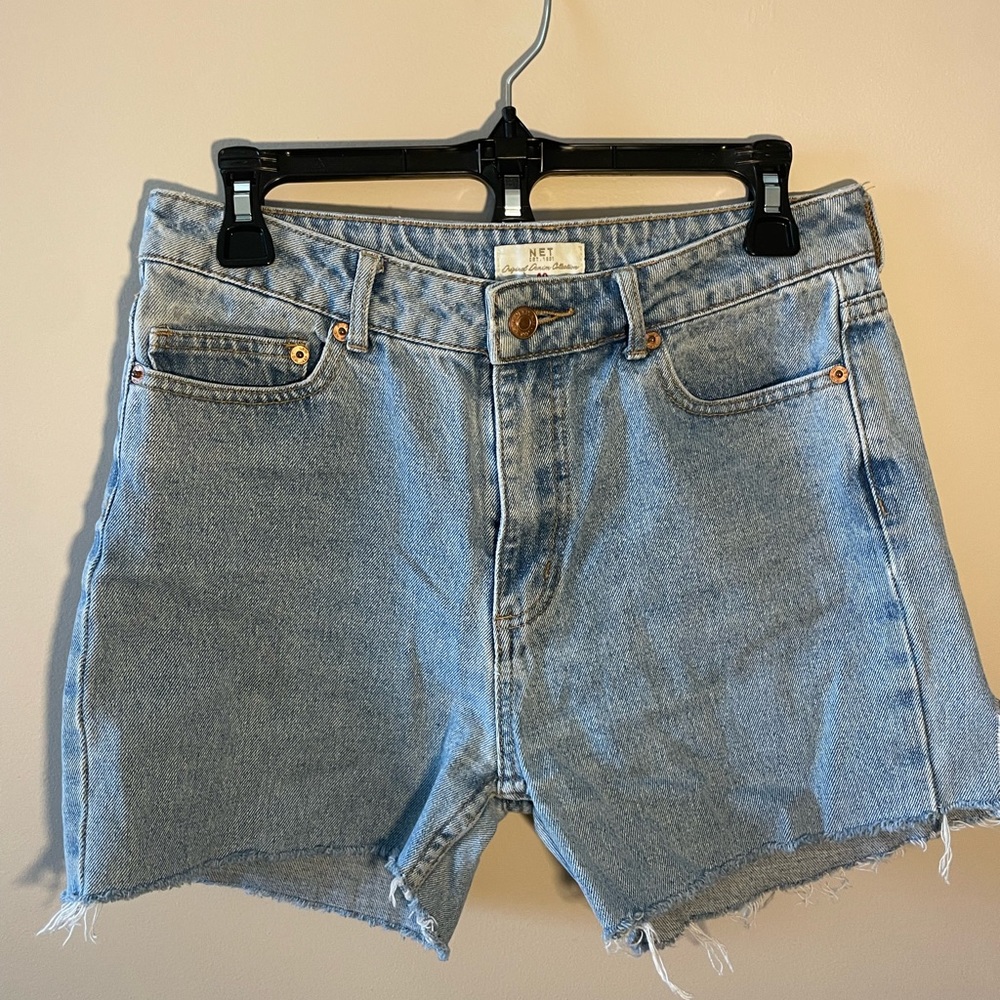 Distressed NET Jean Shorts